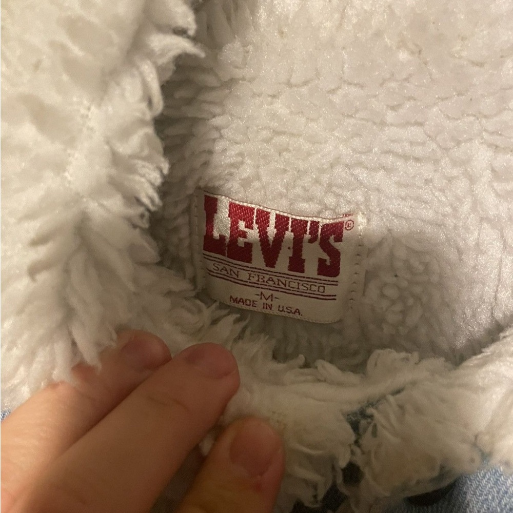 LEVI'S Vintage 1970's RAD Naturally Faded Denim Sherpa-Lined Jacket Size M - Picture 2 of 11